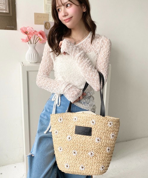 セール】フラワー刺繍かごバッグ（かごバッグ）｜moment+