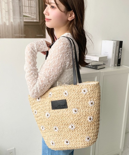 セール】フラワー刺繍かごバッグ（かごバッグ）｜moment+