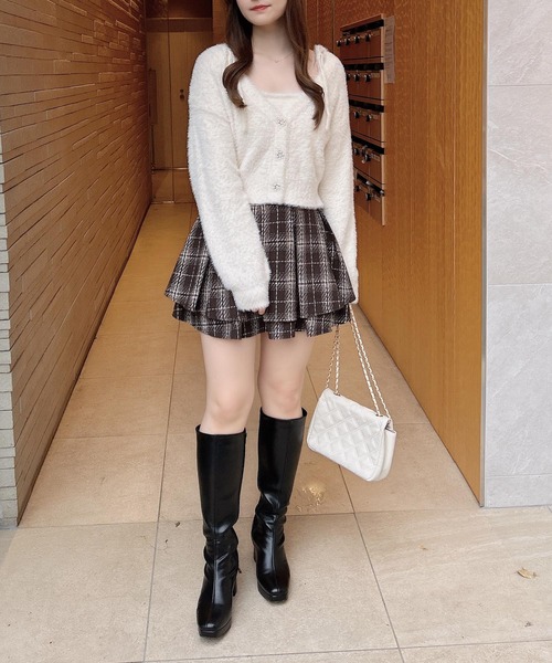 INGNI(イング)の「フェザーニットカーディガン+肩リボンキャミSET(アンサンブル・レディース・アイボリー/ブラック/グレー/ピンク・M)」の10枚目の写真