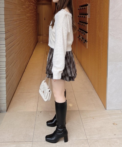 INGNI(イング)の「フェザーニットカーディガン+肩リボンキャミSET(アンサンブル・レディース・アイボリー/ブラック/グレー/ピンク・M)」の11枚目の写真