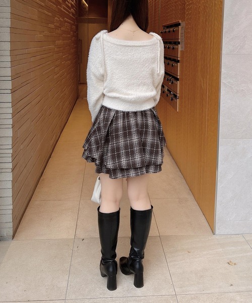 INGNI(イング)の「フェザーニットカーディガン+肩リボンキャミSET(アンサンブル・レディース・アイボリー/ブラック/グレー/ピンク・M)」の12枚目の写真