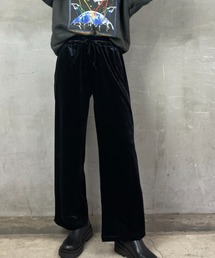 ベロア ワイドシルエット イージーパンツ