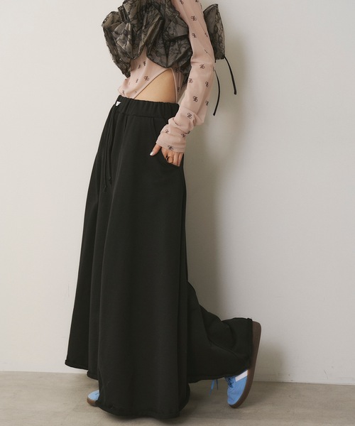 VIOLETTA（ヴィオレッタ）の「スウェットロングフレアスカート（スカート・レディース・グレー/ブラック・S/M）」の10枚目の写真