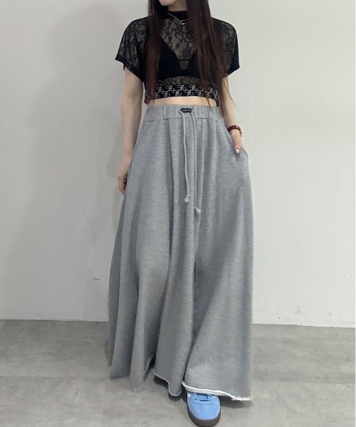 VIOLETTA（ヴィオレッタ）の「スウェットロングフレアスカート（スカート・レディース・グレー/ブラック・S/M）」の14枚目の写真