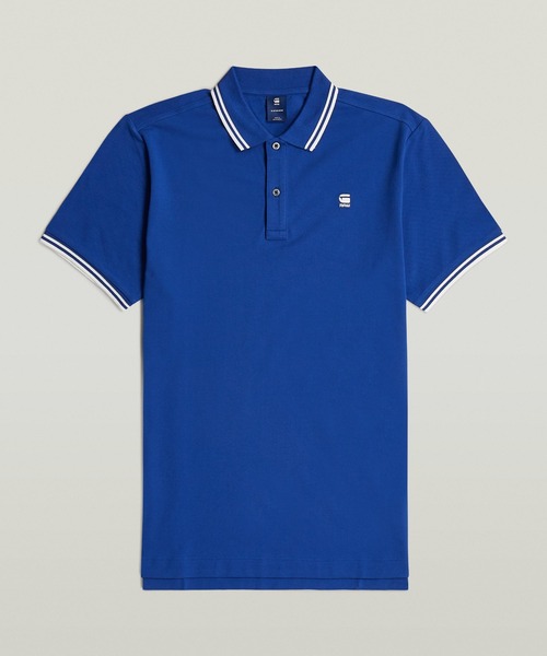 G-STAR（ジースター）の「DUNDA SLIM STRIPE POLO/ベーシックデザインワンポイントロゴポロシャツ（ポロシャツ・メンズ・ブルー/グレー系その他/ベージュ/ブルー系その他・LARGE/MEDIUM/SMALL/X-LARGE/X-SMALL）」の3枚目の写真