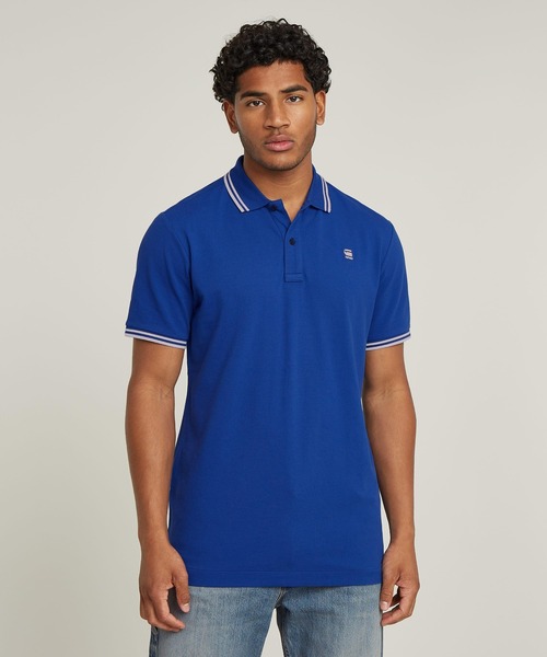 G-STAR（ジースター）の「DUNDA SLIM STRIPE POLO/ベーシックデザインワンポイントロゴポロシャツ（ポロシャツ・メンズ・ブルー/グレー系その他/ベージュ/ブルー系その他・LARGE/MEDIUM/SMALL/X-LARGE/X-SMALL）」の10枚目の写真
