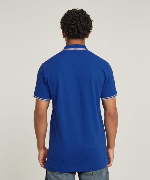 G-STAR（ジースター）の「DUNDA SLIM STRIPE POLO/ベーシックデザインワンポイントロゴポロシャツ（ポロシャツ・メンズ・ブルー/グレー系その他/ベージュ/ブルー系その他・LARGE/MEDIUM/SMALL/X-LARGE/X-SMALL）」の9枚目の写真