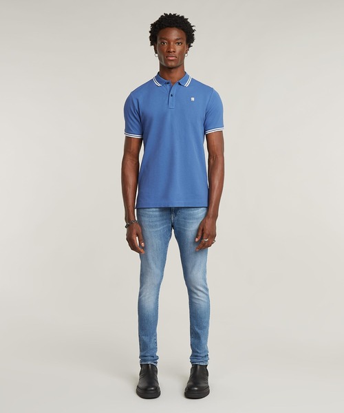 G-STAR（ジースター）の「DUNDA SLIM STRIPE POLO/ベーシックデザインワンポイントロゴポロシャツ（ポロシャツ・メンズ・ブルー/グレー系その他/ベージュ/ブルー系その他・LARGE/MEDIUM/SMALL/X-LARGE/X-SMALL）」の18枚目の写真