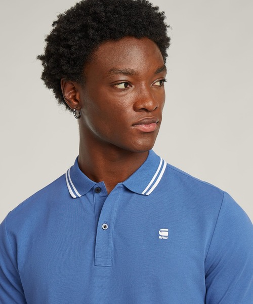 G-STAR（ジースター）の「DUNDA SLIM STRIPE POLO/ベーシックデザインワンポイントロゴポロシャツ（ポロシャツ・メンズ・ブルー/グレー系その他/ベージュ/ブルー系その他・LARGE/MEDIUM/SMALL/X-LARGE/X-SMALL）」の20枚目の写真