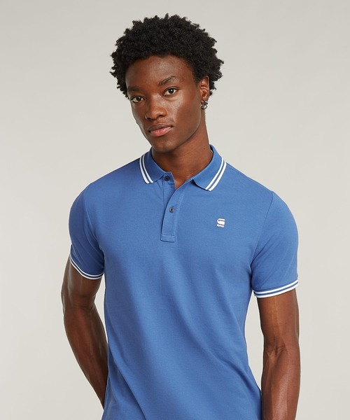 G-STAR（ジースター）の「DUNDA SLIM STRIPE POLO/ベーシックデザインワンポイントロゴポロシャツ（ポロシャツ・メンズ・ブルー/グレー系その他/ベージュ/ブルー系その他・LARGE/MEDIUM/SMALL/X-LARGE/X-SMALL）」の19枚目の写真