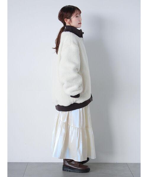 ehka sopo（エヘカソポ）の「エコレザーボアリバーシブルジャケット（ブルゾン・レディース・ブラック/モカ/ブラウン・F）」の4枚目の写真