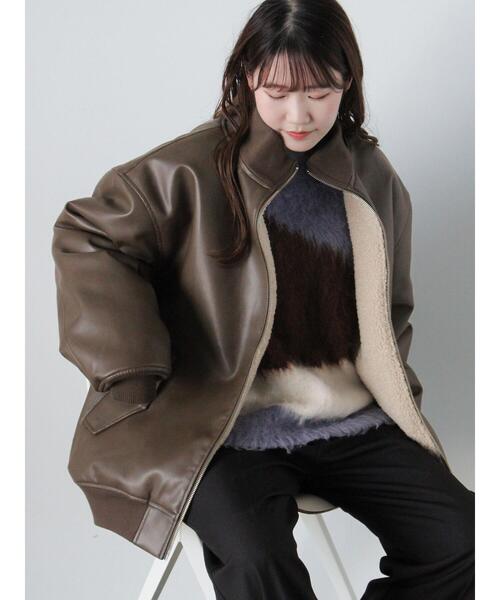 ehka sopo（エヘカソポ）の「エコレザーボアリバーシブルジャケット