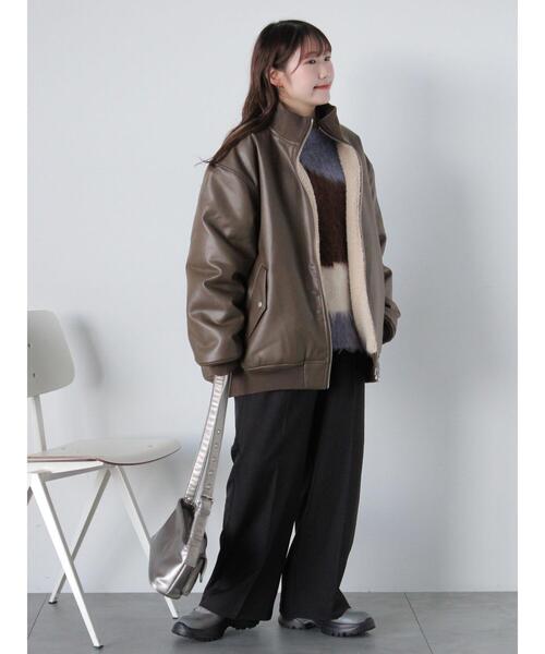 ehka sopo（エヘカソポ）の「エコレザーボアリバーシブルジャケット