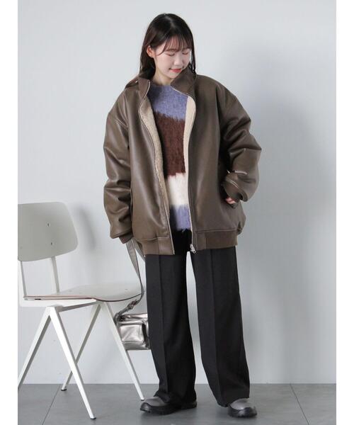 ehka sopo（エヘカソポ）の「エコレザーボアリバーシブルジャケット