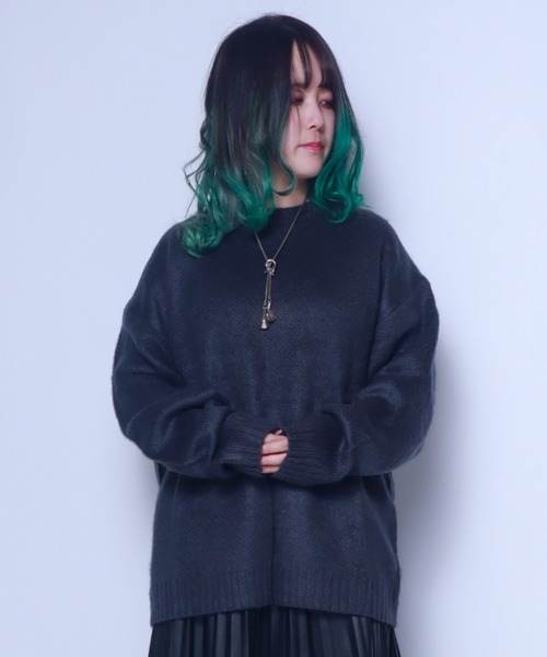 Bling Leads(ブリングリーズ)の「Z)【BLINGLEADS】722805 モヘアタッチBIG クルーネック ニットセーター(ニット/セーター・メンズ・ブラック/ブルー/マスタード/グリーン/チャコールグレー/その他3/その他2/その他1・LARGE/MEDIUM)」の2枚目の写真