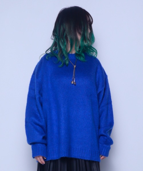 Bling Leads(ブリングリーズ)の「Z)【BLINGLEADS】722805 モヘアタッチBIG クルーネック ニットセーター(ニット/セーター・メンズ・ブラック/ブルー/マスタード/グリーン/チャコールグレー/その他3/その他2/その他1・LARGE/MEDIUM)」の4枚目の写真