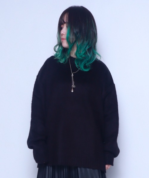 Bling Leads(ブリングリーズ)の「Z)【BLINGLEADS】722805 モヘアタッチBIG クルーネック ニットセーター(ニット/セーター・メンズ・ブラック/ブルー/マスタード/グリーン/チャコールグレー/その他3/その他2/その他1・LARGE/MEDIUM)」の1枚目の写真