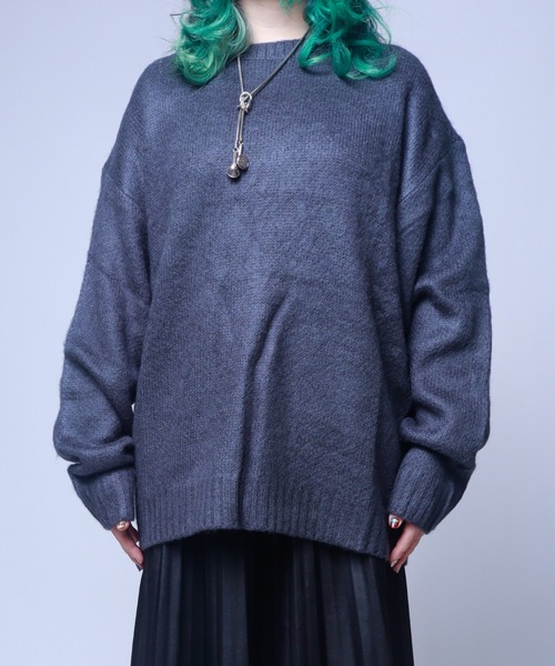 Bling Leads(ブリングリーズ)の「Z)【BLINGLEADS】722805 モヘアタッチBIG クルーネック ニットセーター(ニット/セーター・メンズ・ブラック/ブルー/マスタード/グリーン/チャコールグレー/その他3/その他2/その他1・LARGE/MEDIUM)」の13枚目の写真