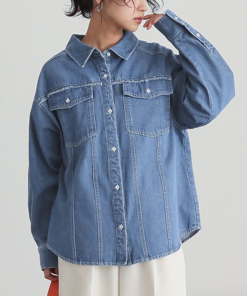 n'OrLABEL(ノアールレーベル)の「『フリンジデニムシャツ』(シャツ/ブラウス・レディース・ブルー/ブラック・FREE)」の10枚目の写真