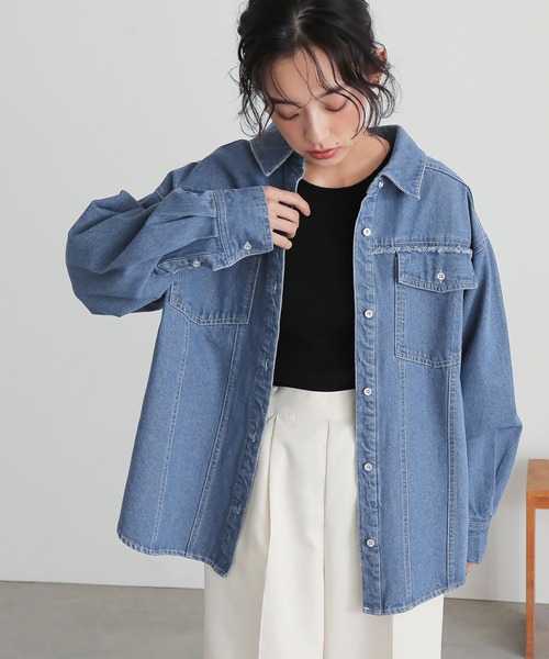 n'OrLABEL(ノアールレーベル)の「『フリンジデニムシャツ』(シャツ/ブラウス・レディース・ブルー/ブラック・FREE)」の4枚目の写真