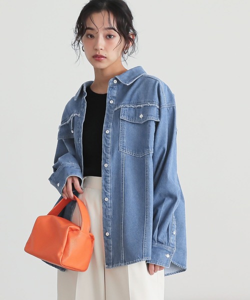 n'OrLABEL(ノアールレーベル)の「『フリンジデニムシャツ』(シャツ/ブラウス・レディース・ブルー/ブラック・FREE)」の6枚目の写真