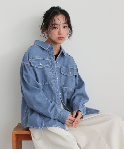 n'OrLABEL(ノアールレーベル)の「『フリンジデニムシャツ』(シャツ/ブラウス・レディース・ブルー/ブラック・FREE)」の7枚目の写真