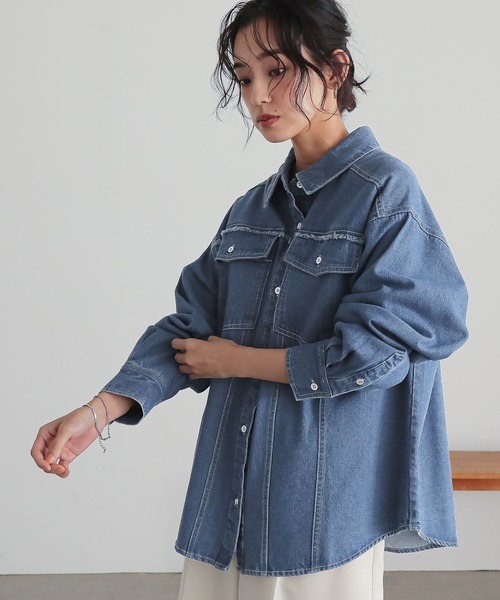 n'OrLABEL(ノアールレーベル)の「『フリンジデニムシャツ』(シャツ/ブラウス・レディース・ブルー/ブラック・FREE)」の9枚目の写真