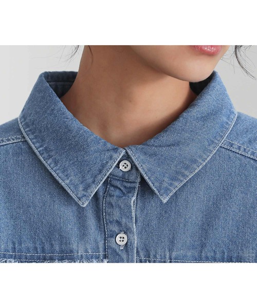 n'OrLABEL(ノアールレーベル)の「『フリンジデニムシャツ』(シャツ/ブラウス・レディース・ブルー/ブラック・FREE)」の15枚目の写真