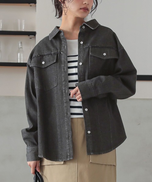 n'OrLABEL(ノアールレーベル)の「『フリンジデニムシャツ』(シャツ/ブラウス・レディース・ブルー/ブラック・FREE)」の17枚目の写真