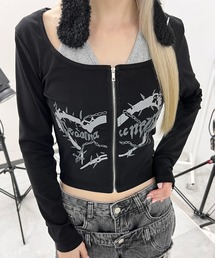 フロントZIPキャミセットトップス