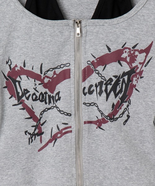 Figments(フィグメンツ)の「フロントZIPキャミセットトップス(Tシャツ/カットソー・レディース・グレー/ブラック・FREE)」の7枚目の写真