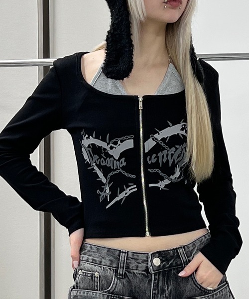 Figments(フィグメンツ)の「フロントZIPキャミセットトップス(Tシャツ/カットソー・レディース・グレー/ブラック・FREE)」の20枚目の写真