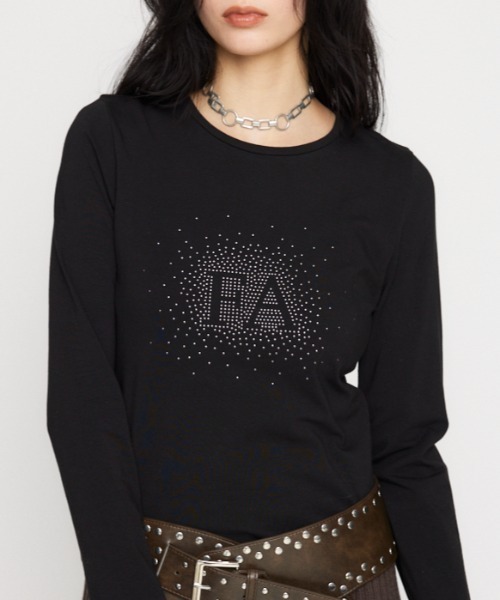 LAGUA GEM（ラグアジェム）の「STUDS SPRINKLE トップス（Tシャツ/カットソー・レディース・ブラック/グレー/ホワイト・FREE）」の2枚目の写真