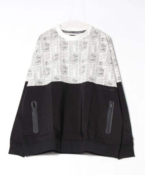 (RM)【LUXE/R GOLF】ストレッチ クロス ペイズリー柄 バイカラー プルオーバー シャツ（スウェット）｜LUXE/R GOLF（ラグジュ ゴルフ）