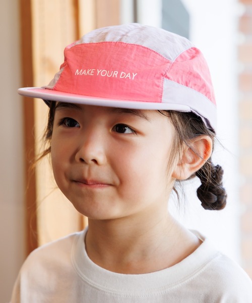 MAKE YOUR DAY（メイクユアデイ）の「日よけ付きジェットキャップ（キャップ・キッズ・オレンジ/ネイビー/ピンク・L/M/S）」の2枚目の写真