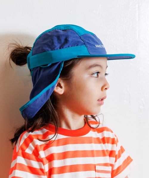 MAKE YOUR DAY（メイクユアデイ）の「日よけ付きジェットキャップ（キャップ・キッズ・オレンジ/ネイビー/ピンク・L/M/S）」の4枚目の写真