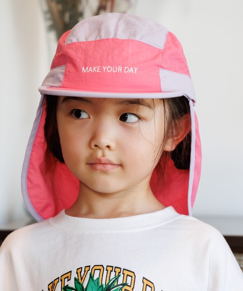 MAKE YOUR DAY（メイクユアデイ）の「日よけ付きジェットキャップ（キャップ・キッズ・オレンジ/ネイビー/ピンク・L/M/S）」の7枚目の写真
