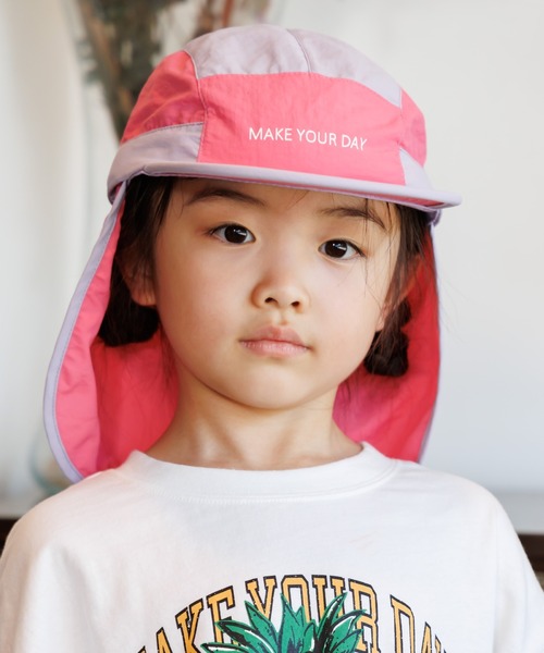 MAKE YOUR DAY（メイクユアデイ）の「日よけ付きジェットキャップ（キャップ・キッズ・オレンジ/ネイビー/ピンク・L/M/S）」の8枚目の写真