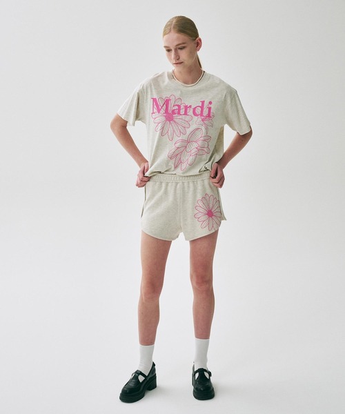 マルディメクルディ Mardi Mercredi Tシャツ TSHIRT TRIPLE FLOWER OATMEAL PINK 半袖 レディース 韓国 ファッション アパレル Mardi Mercredi マルディメクルディ Tシャツ TSHIRT TRIPLE