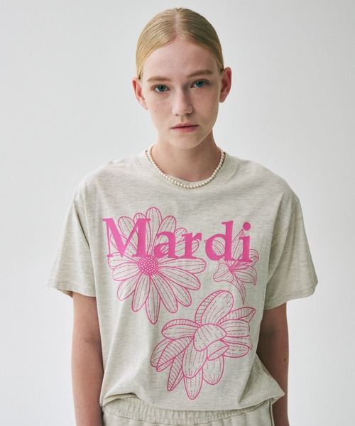 Mardi Mercredi（マルディメクルディ）の「TSHIRT TRIPLE FLOWER / Tシャツ トリプル フラワー（Tシャツ/カットソー・レディース・アイボリー/ホワイト/ベージュ系その他/ホワイト系その他/オートミール/ブラック/ネイビー/ブラック×ピンク/ブラック系その他・FREE）」の14枚目の写真