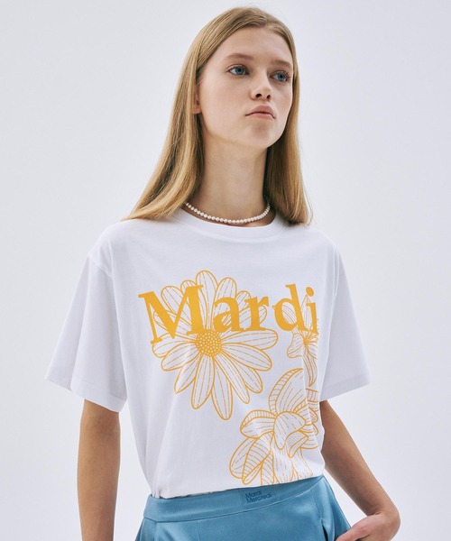 Mardi Mercredi（マルディメクルディ）の「TSHIRT TRIPLE FLOWER / Tシャツ トリプル フラワー（Tシャツ/カットソー・レディース・アイボリー/ホワイト/ベージュ系その他/ホワイト系その他/オートミール/ブラック/ネイビー/ブラック×ピンク/ブラック系その他・FREE）」の22枚目の写真