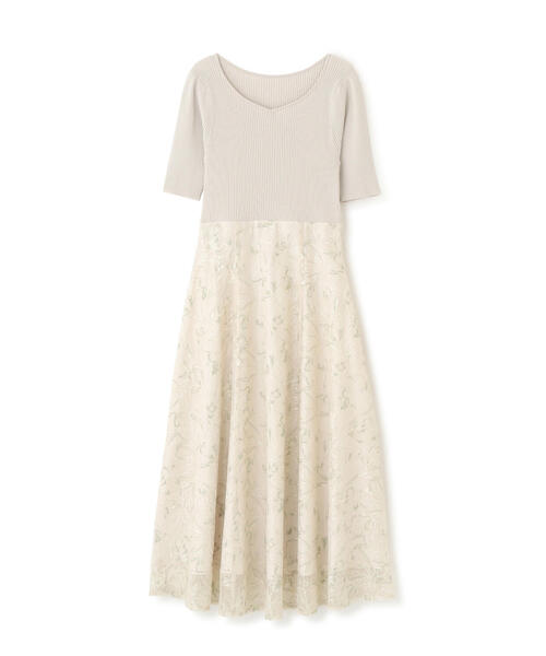 PROPORTION BODY DRESSING（プロポーションボディドレッシング）の「チュールフラワーニットドッキングワンピース / 1215140304（ワンピース・レディース・グレー/グレー系その他・SMALL/MEDIUM）」の3枚目の写真