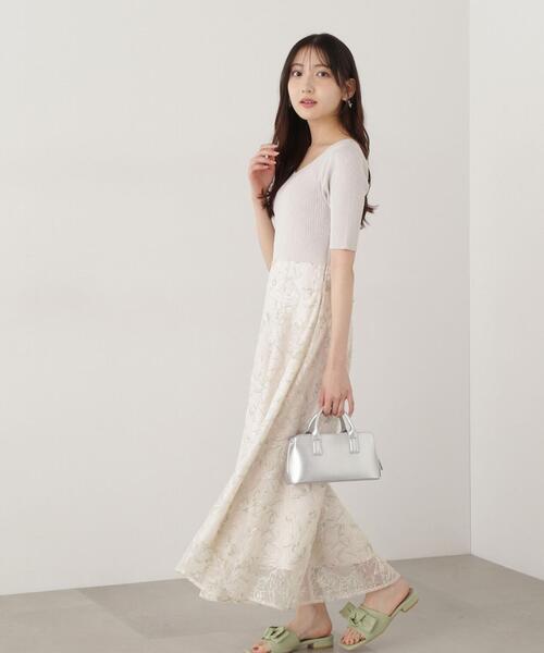 PROPORTION BODY DRESSING（プロポーションボディドレッシング）の「チュールフラワーニットドッキングワンピース / 1215140304（ワンピース・レディース・グレー/グレー系その他・SMALL/MEDIUM）」の12枚目の写真