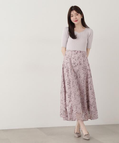 専用　　　　　チュールがふんわり重なるドッキングワンピ♡小花柄♡M 小花チュールドッキングワンピース(80cm ライト ピンク): キッズ