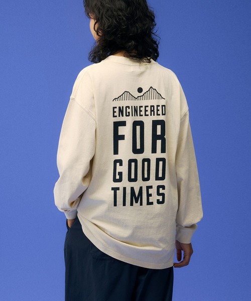 KAVU(カブー)の「KAVU/カブー Good Time Tee (Pigment)/グットタイムロゴティー(Tシャツ/カットソー・メンズ・アイボリー/ライトグレー/ネイビー・LARGE/X-LARGE/MEDIUM)」の2枚目の写真