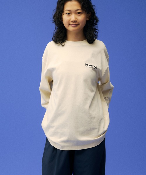 KAVU(カブー)の「KAVU/カブー Good Time Tee (Pigment)/グットタイムロゴティー(Tシャツ/カットソー・メンズ・アイボリー/ライトグレー/ネイビー・LARGE/X-LARGE/MEDIUM)」の7枚目の写真