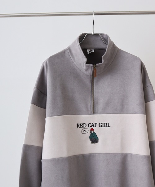 Red Cap Girl（レッドキャプガール）の「RED CAP GIRL カットスウェードHALFZIP（スウェット・メンズ・グレー系2/ブルー/ミント/グレー系1・M/L/LL）」の4枚目の写真