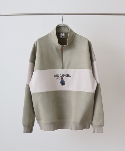 Red Cap Girl（レッドキャプガール）の「RED CAP GIRL カットスウェードHALFZIP（スウェット・メンズ・グレー系2/ブルー/ミント/グレー系1・M/L/LL）」の5枚目の写真