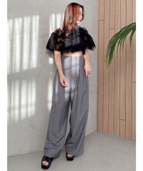 MERCURYDUO（マーキュリーデュオ）の「ピンストライプコルセットタックパンツ（その他パンツ・レディース・ライトグレー/チャコールグレー・SMALL/MEDIUM）」の7枚目の写真