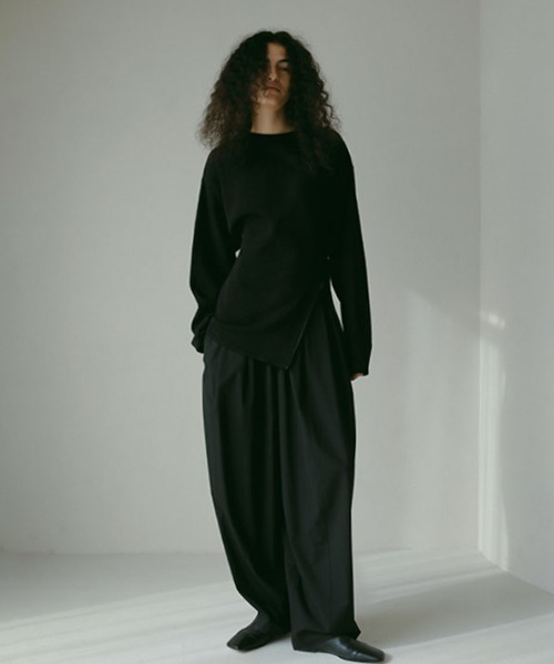 エトレトウキョウ　プルオーバー ロールエンドリネンニットプルオーバー(F OFF WHITE): トップス